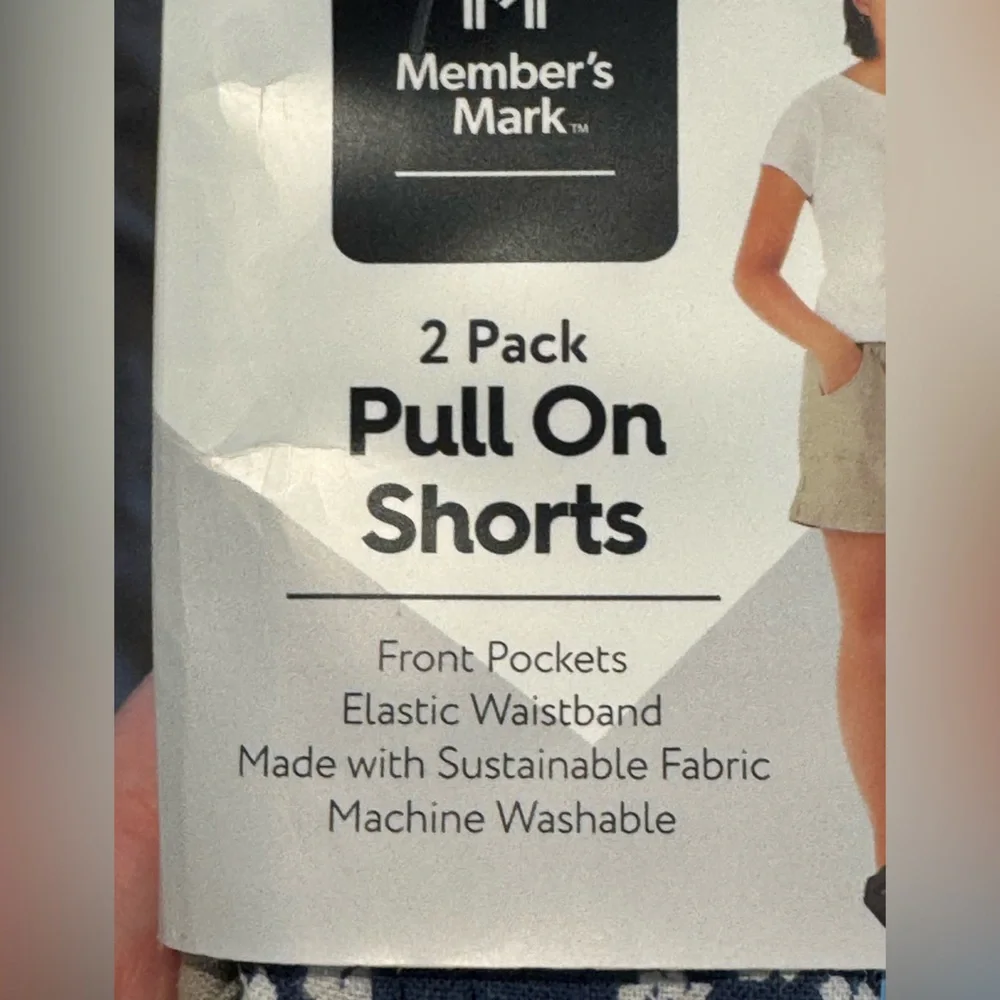 Member's Mark Blue and Tan Pull On Shorts 2 Pack sz 6/6x NWT